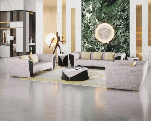 Modern Sofa Garnitur 3+2+1 Sëtzer Luxus Couchen Fotell Wunnzëmmer Miwwelen