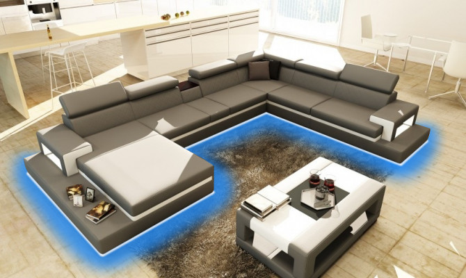 Liederdivan Sofa Ecksofa U Form Canapé Wunnlandschaft Designer Sëtz Eck