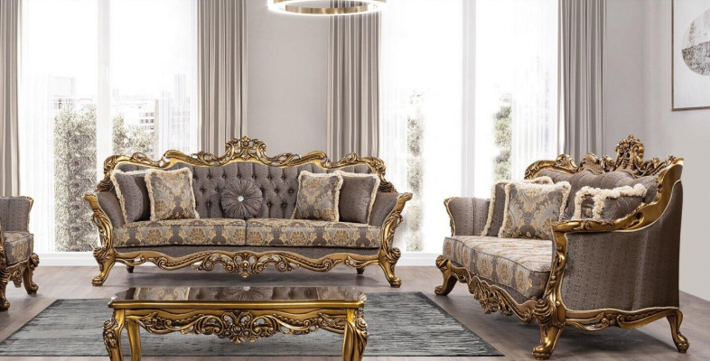 Garnitur Sofagarnitur 3+3 Sëtz Sofa Sofas Barock Set Luxus Barock Wunnzëmmer