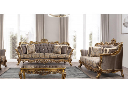 Garnitur Sofagarnitur 3+3 Sëtz Sofa Sofas Barock Set Luxus Barock Wunnzëmmer