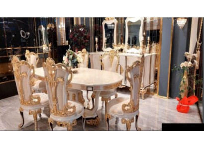Luxus Iesszëmmer Iessdësch Stull Holz Dëscher Dësch Barock Iessstillen Miwwel Grupp