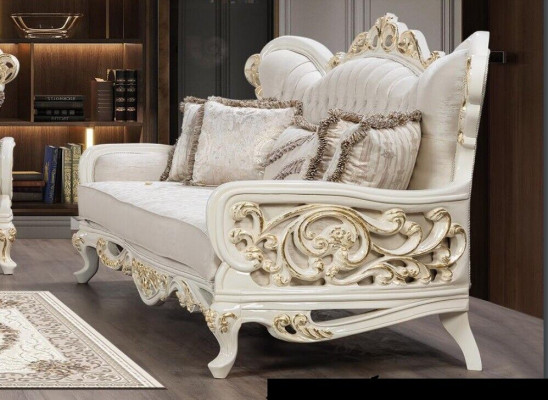 Sofagarnitur 3+3 Sëtzer Barock Sofen Luxus Set Garnitur Wunnzëmmer Rokoko Miwwelen