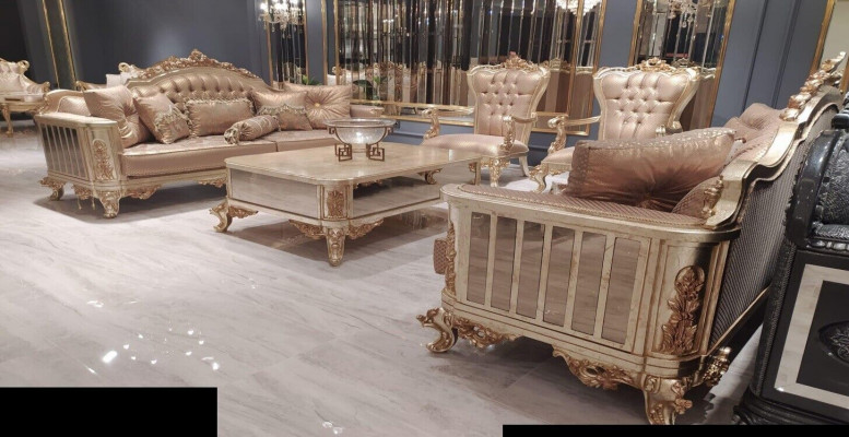 Sofagarnitur 3+3+1+1 Sëtzer Couchdësch Sofa Fauteuil Sofas Stoff Luxus Set 5tlg
