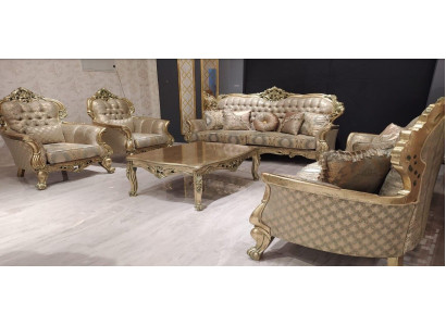 Set 5-Deel Sofagarnitur 3+3+1+1 Sëtzer Couchtisch Garnitur Sofa Stoff Sofas Canapé