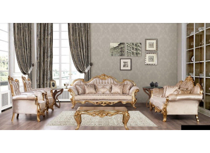 Garnitur Set 5-deelzeg Sofagarnitur 3+3+1+1 Sëtzer Couchtisch Sofa Sessel Sofan Nei