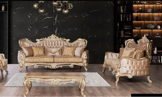 Canapé-Set 3+3 Plazen Sofa Fauteuil Sofas Relax Luxus Set Wunnzëmmer Barock 2 Stécker