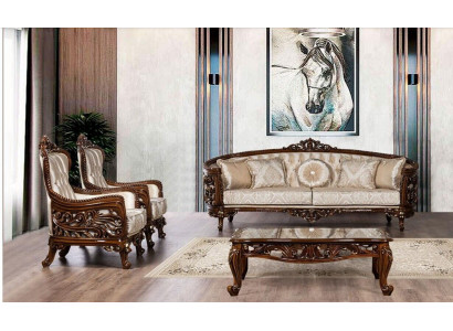 Luxus Canapé-Sëtzkombinatioun 3+1+1 Sëtzer Couchtisch Grupp Canapé Fauteuil Sofas Stoff Canapé