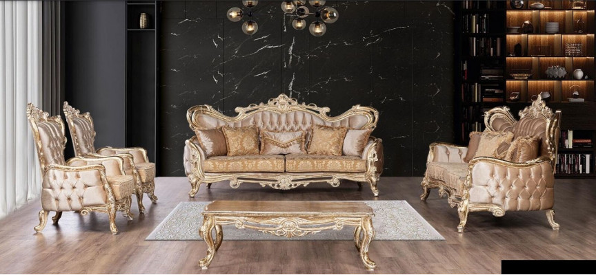 Sitzgarnitur 3+3+1+1 Sëtzer Dësch Sofa Fauteuil Sofas Relax Luxus Set 5tlg
