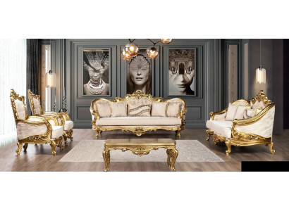 Sofagarnitur Sofa Still Couchtisch Fotell Sofas Set Stoff Barock Sëtz 5tlg. Nei