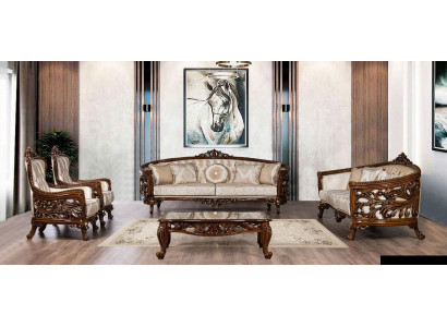 Sofagarnitur 3+3+1+1 Sëtz Couchtisch Grupp Sofa Sesselen Sofas Stoff Set 5 Stéck