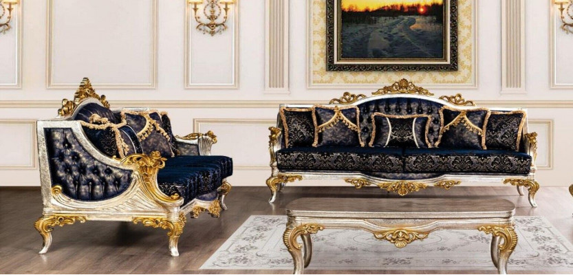 Luxus Sofa Garnitur 3+3 Sëtz Sofas Still Set Garnitur Stil Barock 2tlg Klassesch