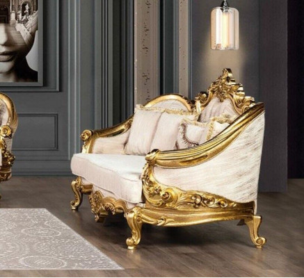 Luxus Sofagarnitur 3+3 Sëtzer Sesselen Sofa Set Stoff Barock Sëtz Grupp Garnitur