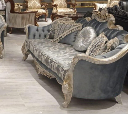 Sofagarnitur 3+3+1+1 Sëtzer Couchtisch Luxus Sofa Fauteuil Sofas Stoff Set 5tlg