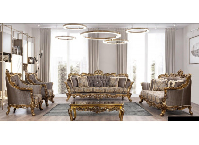 Luxus Garnitur Set 5 Deeler Sofa Garnitur 3+3+1+1 Sëtz Couchtisch Sofa Sofee Still