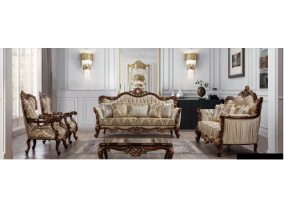 Sëtzgrupp Set 5tlg Sofagarnitur 3+3+1+1 Sëtzer Dësch Sofa Barock Rokoko Nei