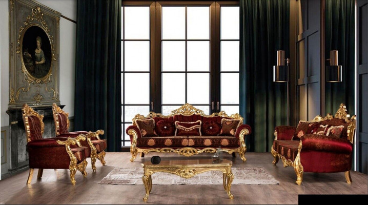 Sofagarnitur 3+3+1+1 Sëtzer Dëschgarnitur Sofaen Fautiëlen Luxus Set 5 Deeler