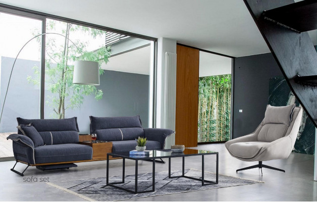 Luxus Garnitur Set Sofagarnitur 4+1 Sëtz Sofa Sofas Fauteuil Stoff 2tlg. Sets