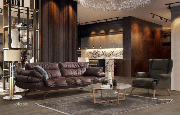 Design Sofa Këssen Canapéen nei 2-Stéck Set Nei Sofagarnitur 3+1 Sëtz Set