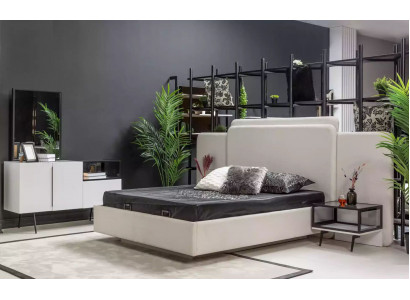 Schlofkummer Bett 2x Nuetsdëscher Luxus Komoudenset Design Miwwelen 5 Deeler