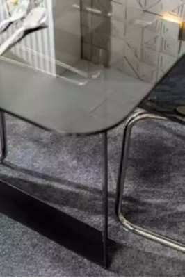 Luxus Iesszëmmer Glas Design Dësch Iessgrupp Esstësch mat 4x Still 5 Stécker.