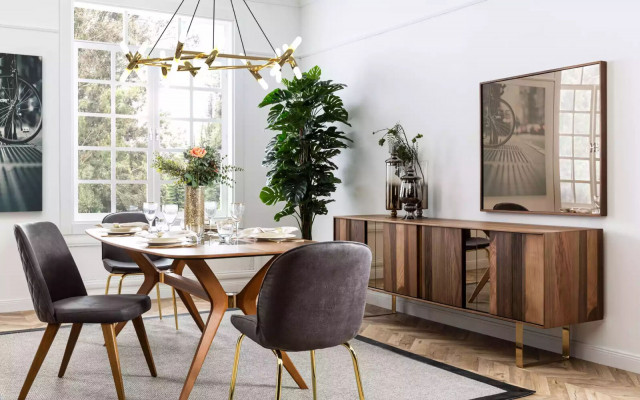 Italienesche Stil Iessdësch 4x Still Holz Dësch Iessenzëmmer Set Modernen Design 5 Stéck