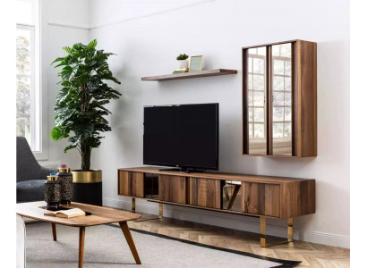 Niddreg Schaf RTÉ Schaf Dësch Wunnzëmmer Holz Modern Wunnwand Miwwelen 5deeleger Set
