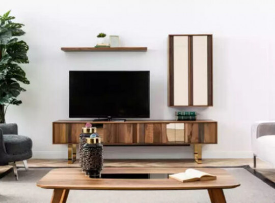 Niddreg Schaf RTÉ Schaf Dësch Wunnzëmmer Holz Modern Wunnwand Miwwelen 5deeleger Set