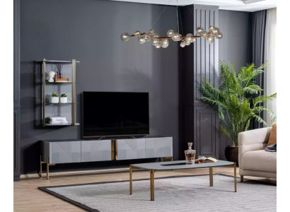 Wahnsinneg schéinen modernen Designer-Wunnzëmmer-TV-Kommode an Äszengrau