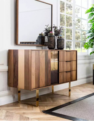 Luxuriéis Kommode mat Spigel fir Schlofzëmmer am modernen Stil