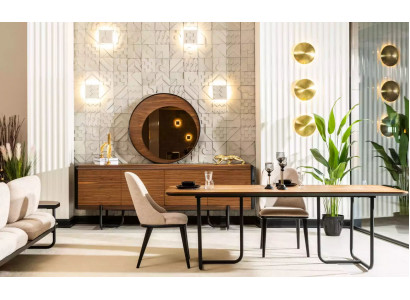 Iessdësch 4x Still Iesszëmmer Set Iessgruppe Modern Sideboard Garnitur