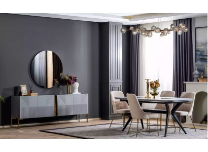 Iesszëmmer Holz Iessgruppe Set Grupp Dësch 4x Stull Iessgarnitur Design 7tlg