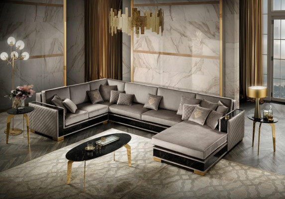 Wunnlandschaft Ecksofa U-Form Couche Sëtz Polstersofa Sofae Miwwelen Sofa Italien