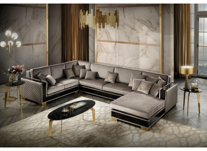 Wunnlandschaft Ecksofa U-Form Couche Sëtz Polstersofa Sofae Miwwelen Sofa Italien