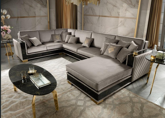 Wunnlandschaft Ecksofa U-Form Couche Sëtz Polstersofa Sofae Miwwelen Sofa Italien