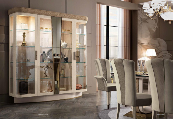 Vitrinn Luxus Schaufferster Vitrinnen Glas Schaf Modern Beige Regal Anrichte Nei