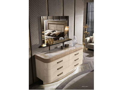 Kommode mat Spigel Sideboard Kommoden Set Italienesch Miwwelen 2-Stéck. Schaf Holz