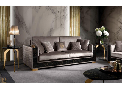 Luxus Sofa 3 Sëtzer Modernen Design Polster Textil Sofae Sëtz Italienesch Miwwelen