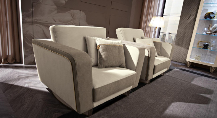 Design Lounge Club Entspanungssessel Stull Polster Télévisiounsleder Textil Holz Stoff
