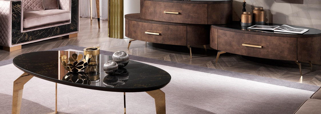 Säitendësch Designer Dësch Wunnzëmmerdësch Dëscher Oval Couchtisch Kaffisdësch