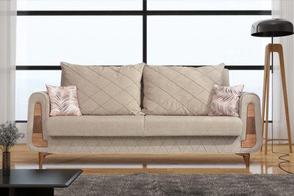 Designer Moderne Luxus Canapé 3-Sëtz Miwwelen Polster Stoff Beige Canapéen XXL Neit