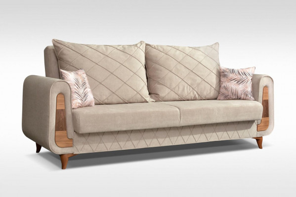 Designer Moderne Luxus Canapé 3-Sëtz Miwwelen Polster Stoff Beige Canapéen XXL Neit