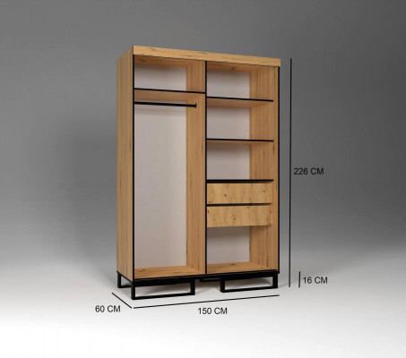 Moderne Stil Kleederschaf Design Miwwelen Schief Schlofzëmmer Beig Kleederschaf Neit