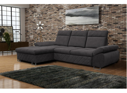 Wunnzëmmer Textil L-Form Canapéë Braune Eckcanapé Couch Polstersaachen Schlofcanapé NEI