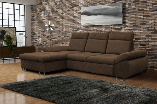 Wunnzëmmer Textil L-Form Canapéë Braune Eckcanapé Couch Polstersaachen Schlofcanapé NEI