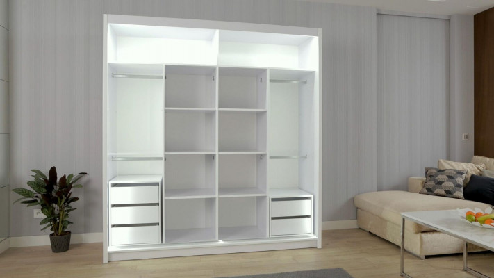 Design-Schlofzëmmermiwwelen, Multifunktionéiert Regal, Kleederschaf, Kleederschaf, Schaf