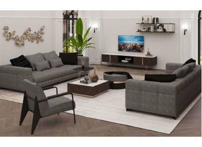 Grou Wäischuchtzimmerset Dreesëtzer Zwësesëtzer Fauteuil Wäischuchtzimmerset Nei