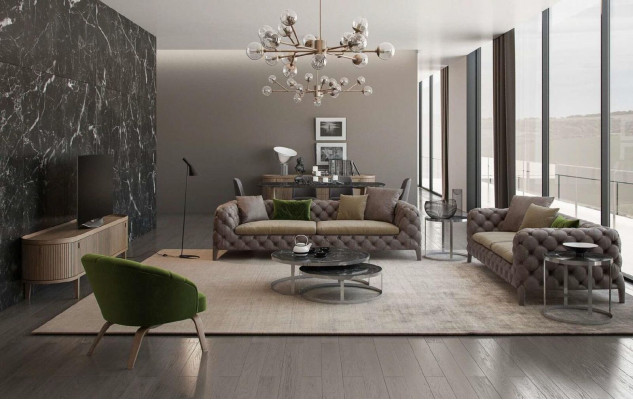 Chesterfield Sofa-Set Véiersëtzer Sofasen Luxus Couchen Fauteuil Miwwelen Sofa