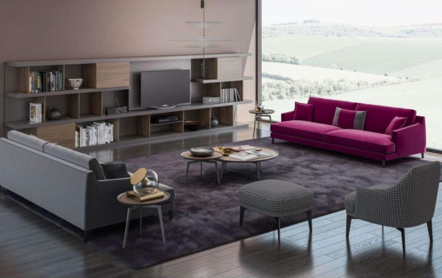 Grouss Gro Wäiss Stuff Sofagarnitur Luxus 3+2+1 Sëtzer Hocker 4tlg Nei