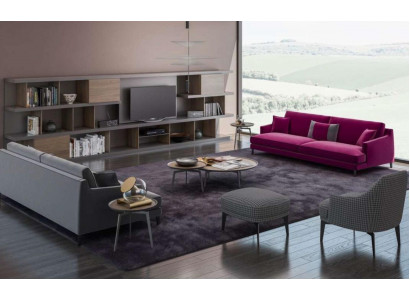 Grouss Gro Wäiss Stuff Sofagarnitur Luxus 3+2+1 Sëtzer Hocker 4tlg Nei