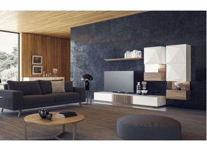 Luxus Noss natur Modern Wäiss Wunnwand TV-Ständer Säiteboard Wandregaler